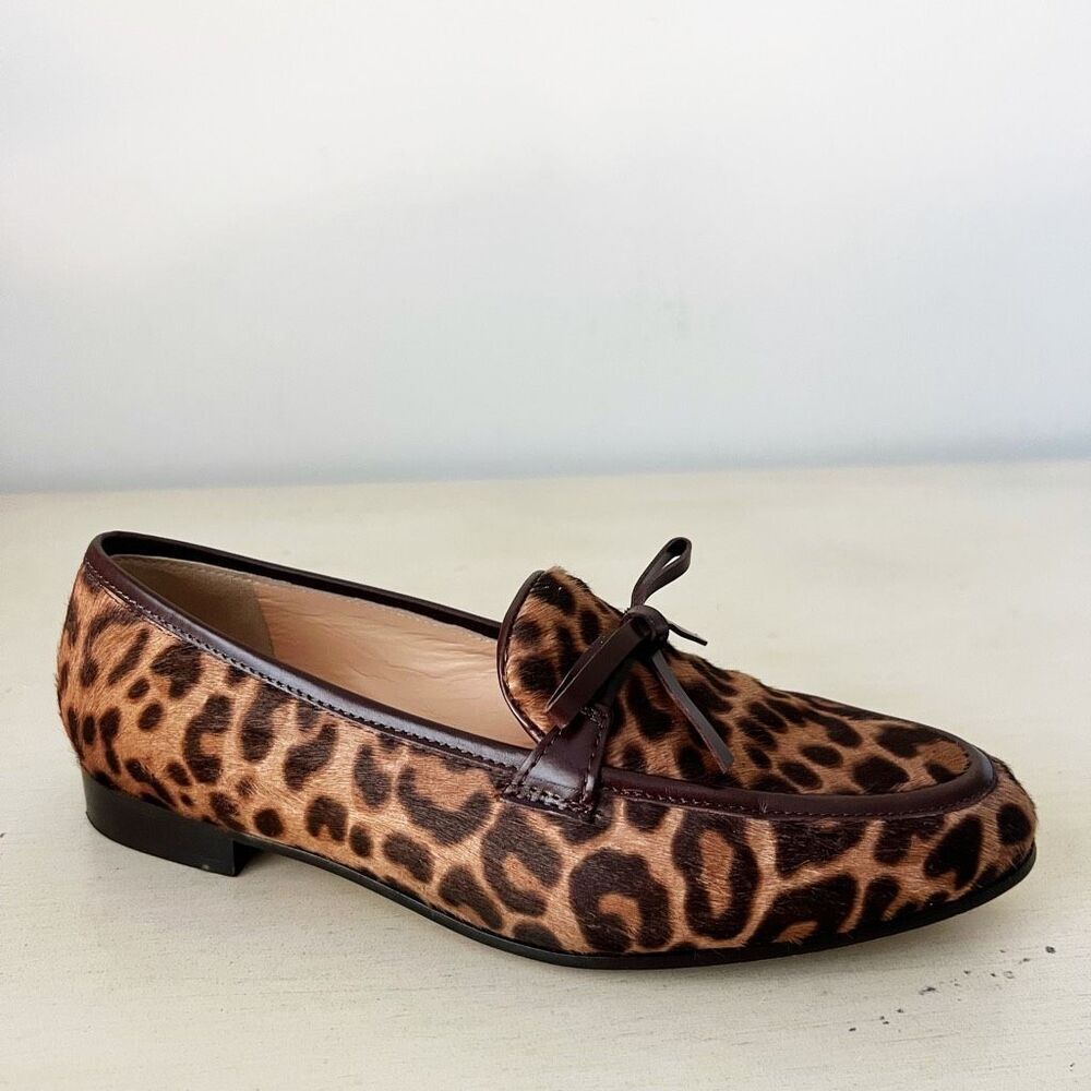 J Crew Academy Calf Hair Leather Loafers leopard - sz 5
